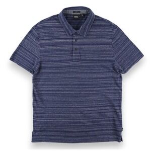 BOSS Hugo Boss Polo Shirt Mens XL Blue Space Dye Stripe Slim Fit Place 28